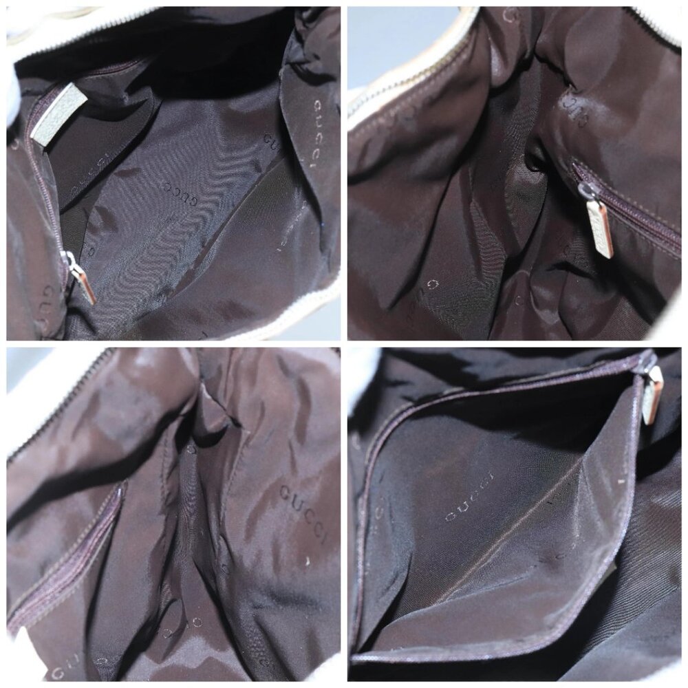 GUCCI Shoulder Bag Canvas Leather Beige White Silver - Picture 15 of 16